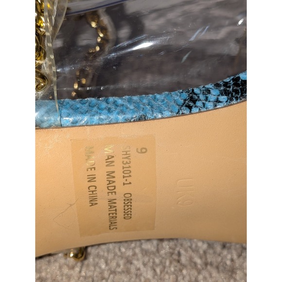 EGO Heels Chain Detail Rhinestone Embellished Party Stiletto Sandals 9 NEW - Picture 4 of 10